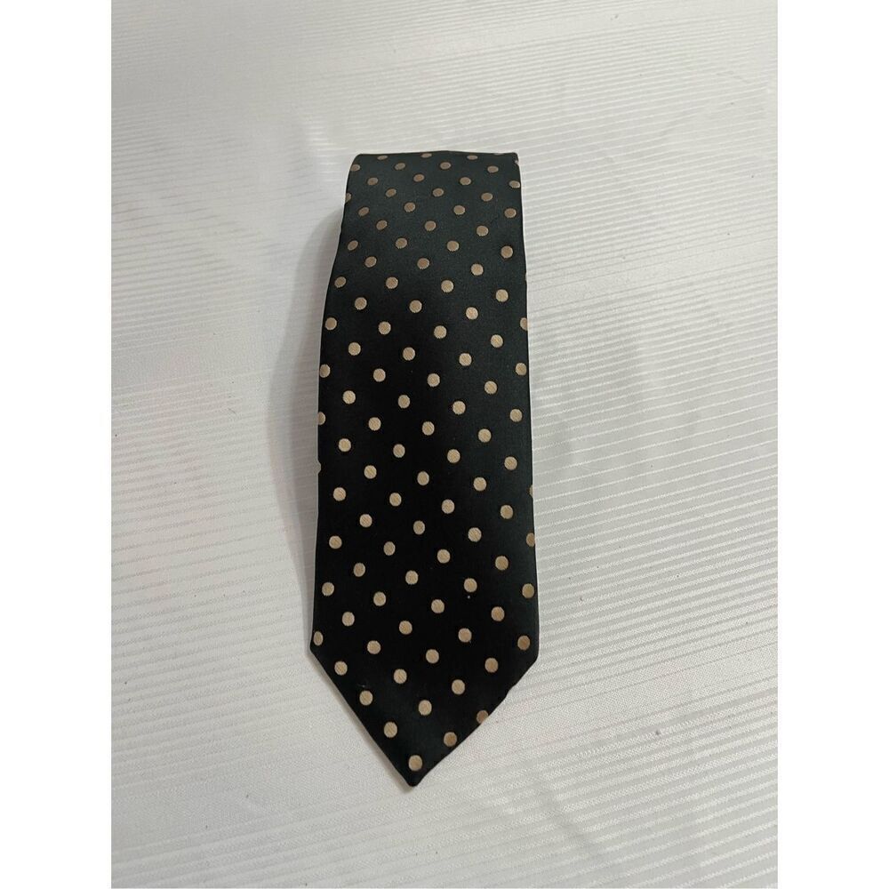 Mort Wallin Black Tan Polka Dot Tie Neck Tie